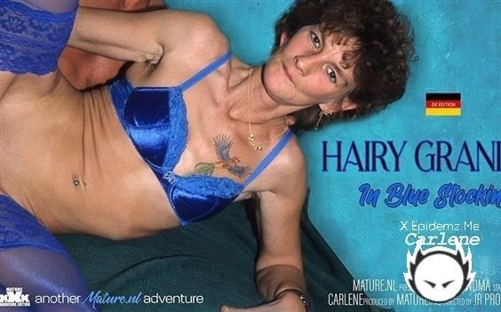 Carlene - Hairy Grandma Carlene Gets Fucked While Wearing Blue Stockings (2023/Mature.com/SD)