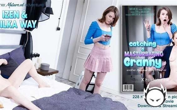 Izen - Hot Old And Young Lesbian Sex After Granny Izen Gets Caught Masturbating By Young Babe Milka Way (2023/Mature.com/FullHD)